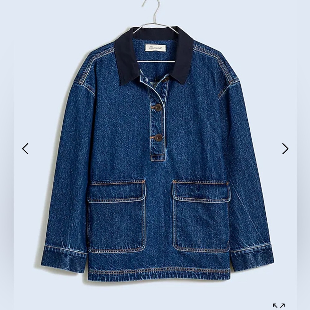Madewell Denim Oversized Pullover Jacket in Willmont Wash